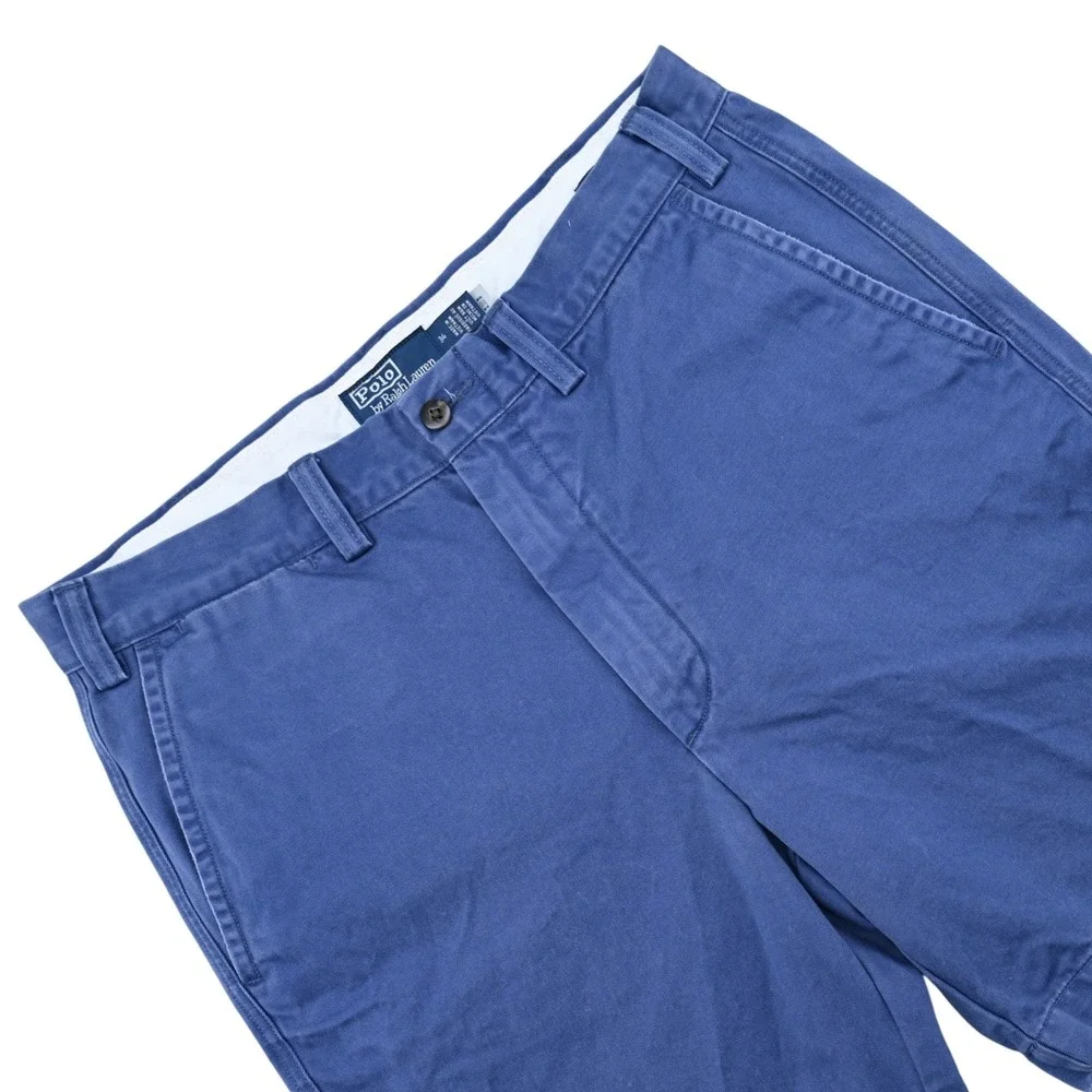 100% Cotton Polo Ralph Lauren Men 34 Blue Salinger Chino Shorts Relaxed Fit